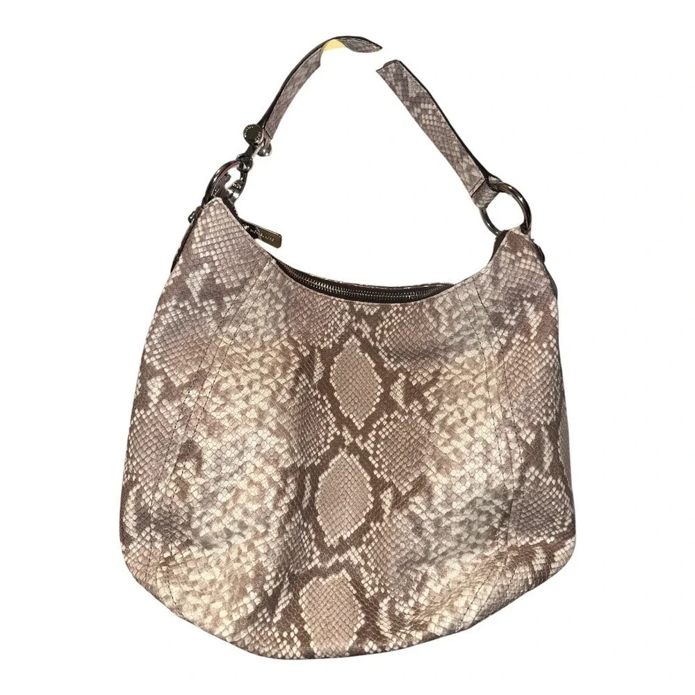 Michael Kors Fulton Brown Snakeskin Hobo Shoulder Bag